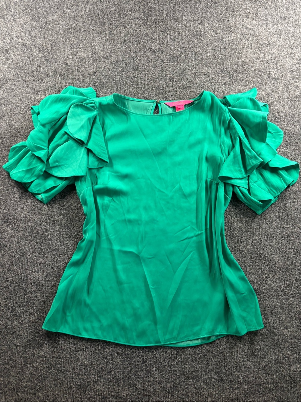 Bright Green Ruffle Sleeve Blouse